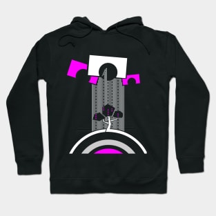 White and pink abstraction in constructivism style Hoodie